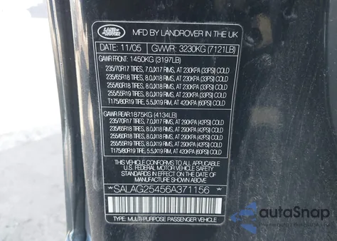 2006 Land Rover Lr3 V8 Hse from USA, damaged, VIN SALAG25456A371156